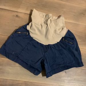 Motherhood Navy maternity shorts.